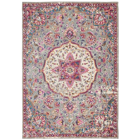 Homeroots 4 x 6 ft. Gray & Pink Medallion Area Rug 385519